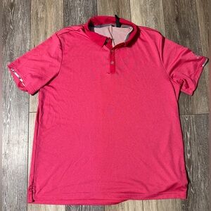 Men's Pink Adidas HEAT. RDY Polo Shirt